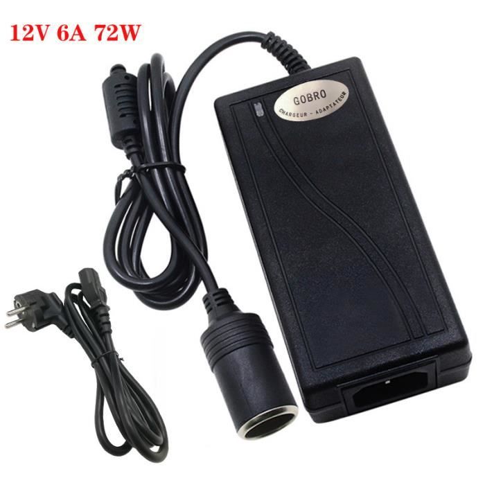 Adaptateur Convertisseur Allume Cigare vers Secteur 220V/12V 6A 72W