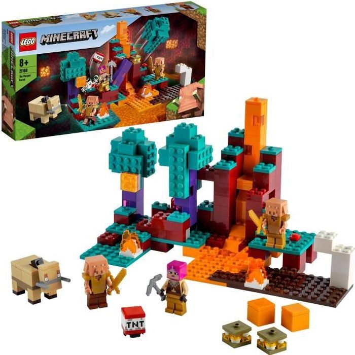 LEGO® 21168 Minecraft™ La Forêt Biscornue Jeu du Nether et de Construction, le Chasseur, Piglin et Hoglin pour Enfant de 8 Ans et +