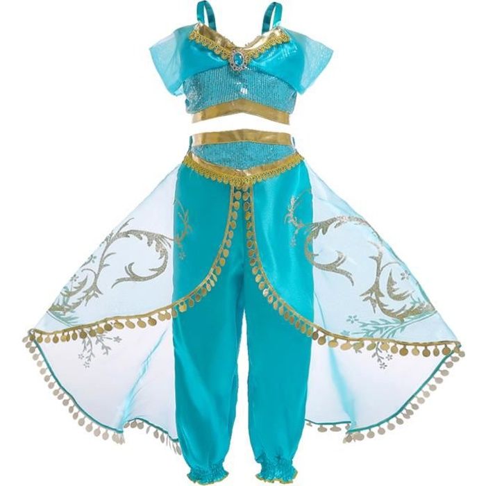 Jurebecia Filles Princesse Robe Aladdin Lampe Magique Jasmin Princesse Forme Pâques Carnaval Fête D'anniversaire