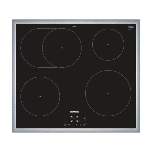 Siemens EH645BFB1E, Intégré, Plaque avec zone à induction, Verre-céramique, Noir, Acier inoxydable, 2200 W, 14,5 cm