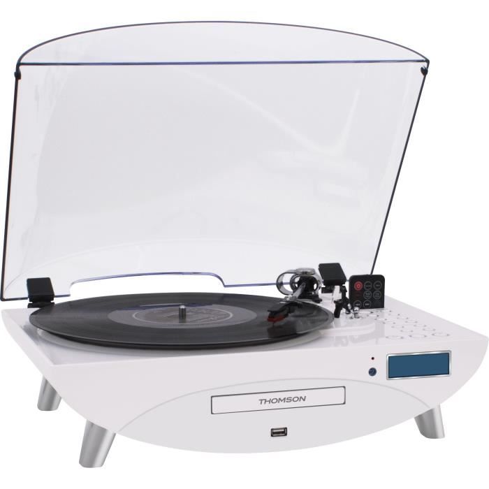 THOMSON TT401CD Tourne Disque 3 Vitesses - Lecteur CD/MP3 - Port Usb 2.0 - RadioFM - Enregistrez vos vinyles ou vos CD sur clé USB