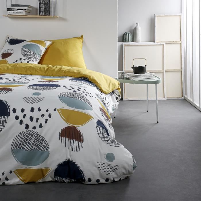 Housse de couette 240x260 Sunshine Otomno + 2 taies 100% coton 57 fils Jaune