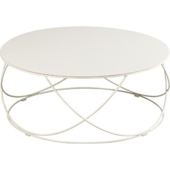 Table basse Ronde Plateau Céramique Champagne - DALLAS - L 85 x l 85 x H 36 cm