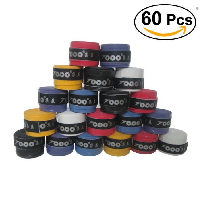 60pcs remplacement antidérapante surmateles de raquette sur les poignées GRIP POUR RAQUETTE DE TENNIS (mix colors)