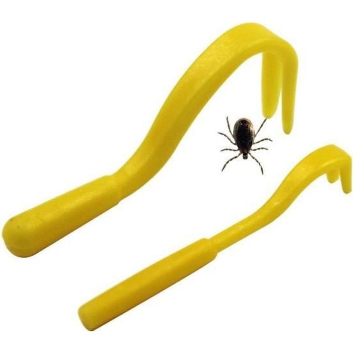 Kit de 2 pcs Crochets à Tique Puce Tick Twister Remover pour Homme Animaux Chien Chat Cheval Couleur Jaune