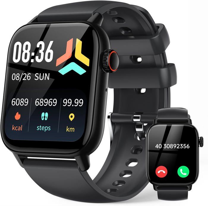 YYKY Smartwatch 1,72 Pouces - Montre Connectée Notifications Appels SMS - Compatible Android IOS - 8