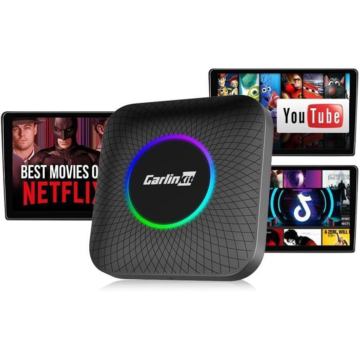 CarlinKit Wireless Carplay/Android Auto AIBox Adaptateur Android 13.0 8+128G Prend en Charge Youtube Netflix etc.