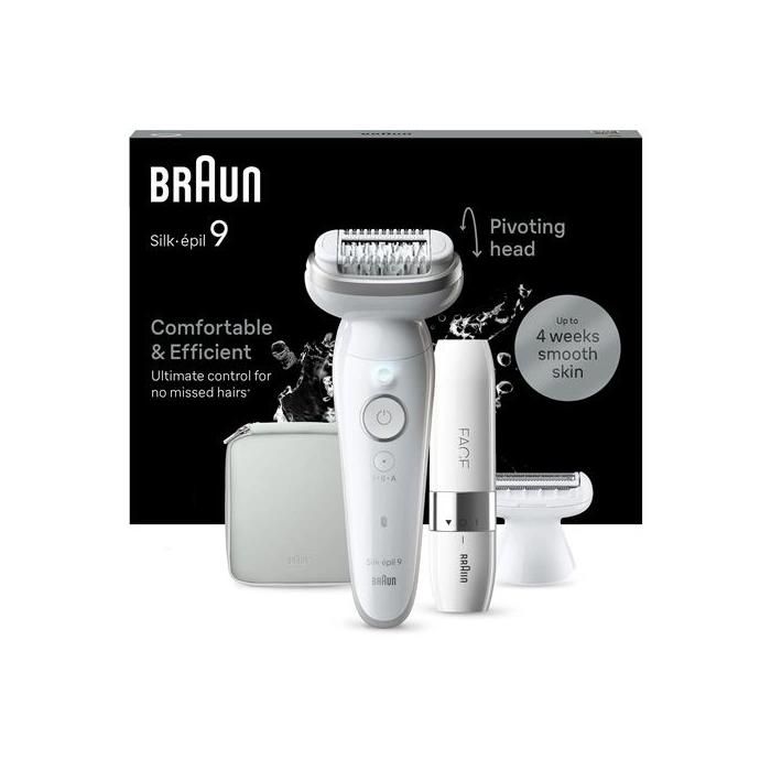 Épilateur - Braun - Silk-épil 9 - Technologie MicroGrip - Utilisation humide et sèche - Autonomie 50 min