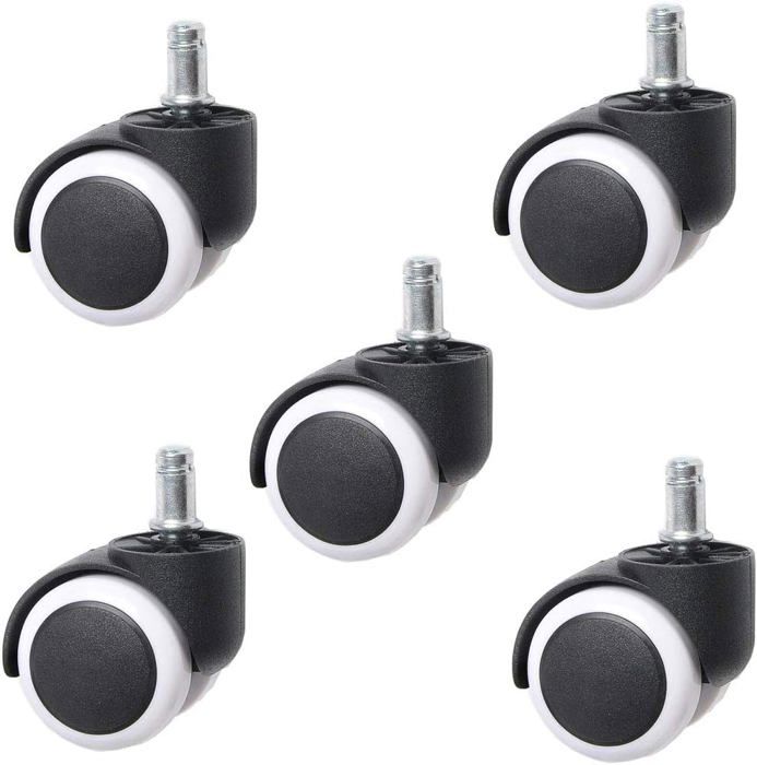 Lot De 4 Roulettes En Caoutchouc Pour Meubles - Pour Sols Durs, Silencieuses, Fixation Tige Ou Plaque (charge Max 264 Lbs)