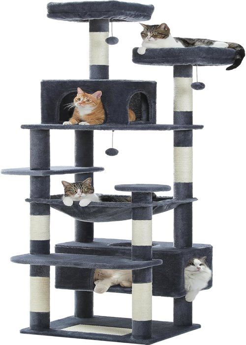 Meilleurs prix pour Grand Arbre À Chat,Tour À Chat De 184 Cm Pour Grands Chats,Niche À Chat Avec Griffoirs Et Coussinets Recouverts De Sisal,2 Perchoi