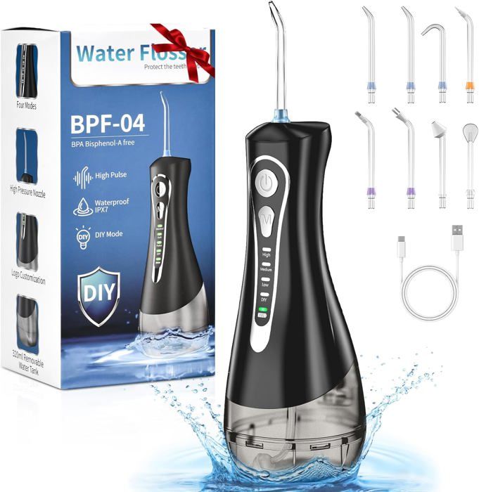 Hydropulseur Dentaire TUREWELL Avec 8 Buses - 10 Réglages De Pression - Réservoir 600ml - Neuf
