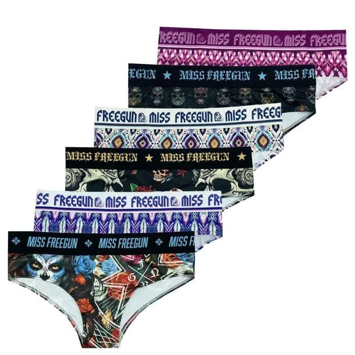 Lot De 6 Boxers Ou Shorties Femme Freegun – Lot Microfibre Confortable 92% Polyester 8% Élasthanne, Doublure Coton