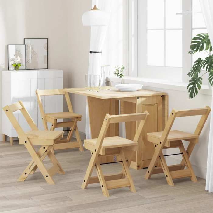 Bonne qualité - Chaises à manger pliables lot de 4 Corona - bois massif de pin 40x47x71 5 cm Relaxation - Scandinave DECO M6575091
