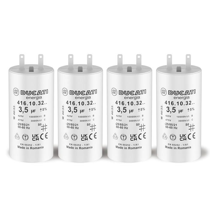 Lot De 2 Condensateurs 3,3 µF Faston 2,8 Mm – Réparation Moteur Volet Roulant SOMFY SIMU NICE – Durée De Vie 10 000 H