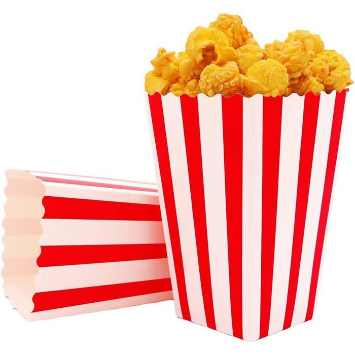 BangShou 60 Pièces Boîtes de Pop-Corn, Mini Contenants de Bonbons en Papier pour Les Soirées Cinéma, Carnaval, Fêtes, Théâtre Et Fêtes (Argent