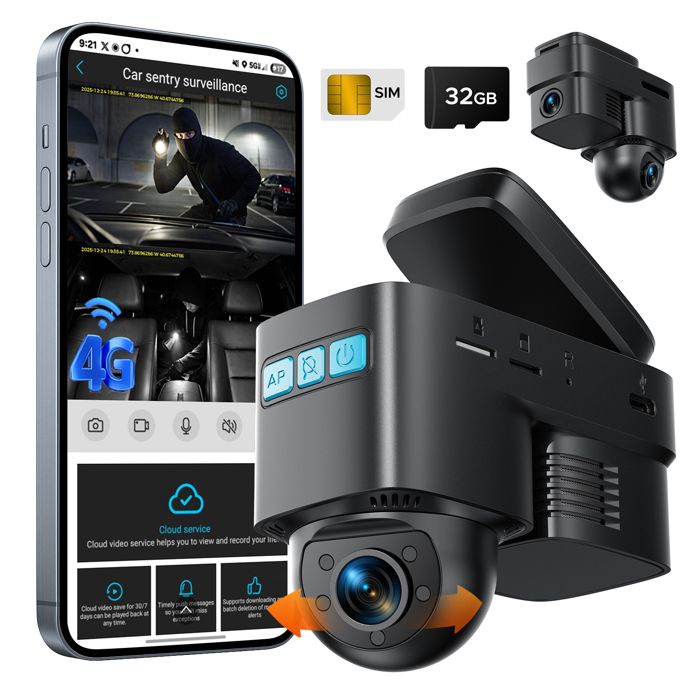Dashcam Voiture CarByNevo EV4K - 4K Avant + 1080P Arrière, WiFi GPS, Vision Nuit, Surveillance Parking 24h