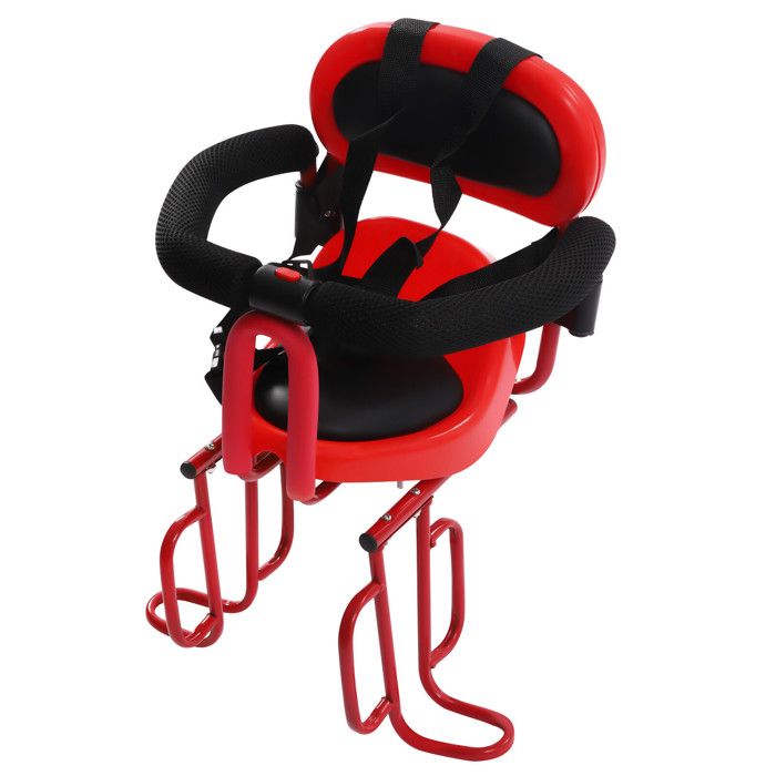 Siège Arrière Vélo Enfant – Coussin Rembourré Avec Dossier – Housse Cuir PU – Installation Rapide Sur Porte-bagages