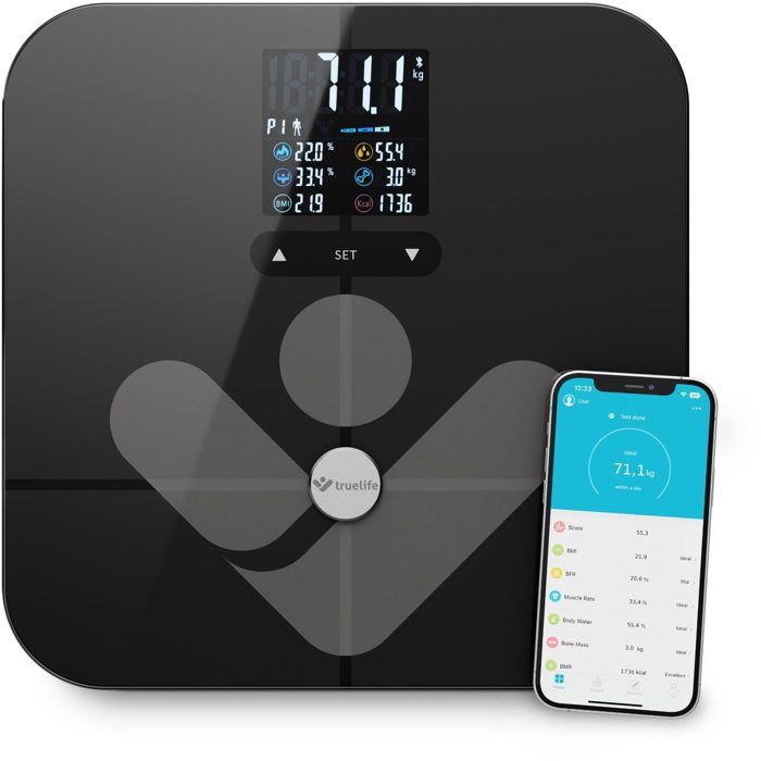 Pèse-personne - TRUELIFE - FitScale W7 BT - 180 kg - Bluetooth - Noir