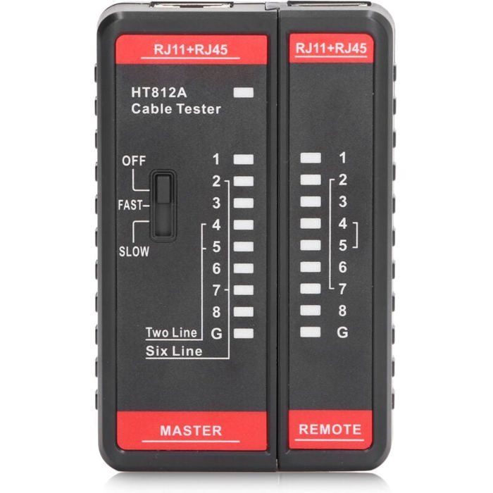 Mcbazel Testeur De Câble Réseau Pour RJ45/RJ11, Testeur Multifonction Ethernet Et Ligne Téléphonique Avec Affichage Intelligent – Noir