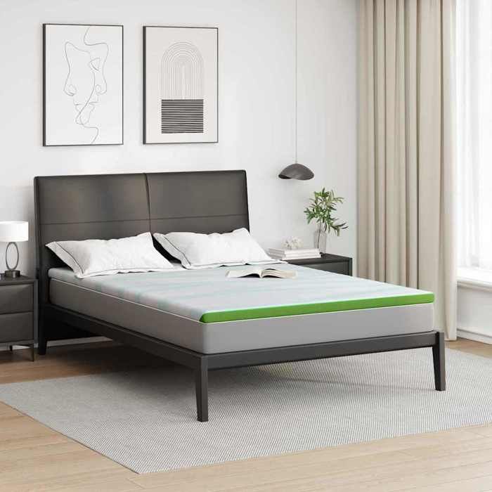 Surmatelas - vidaXL - Blanc et vert - 140 x 190 cm - Tissu jacquard - Finition mat Surmatelas - vidaXL - Blanc et vert - 140 x 190 cm - Tissu jacquard - Finition mat