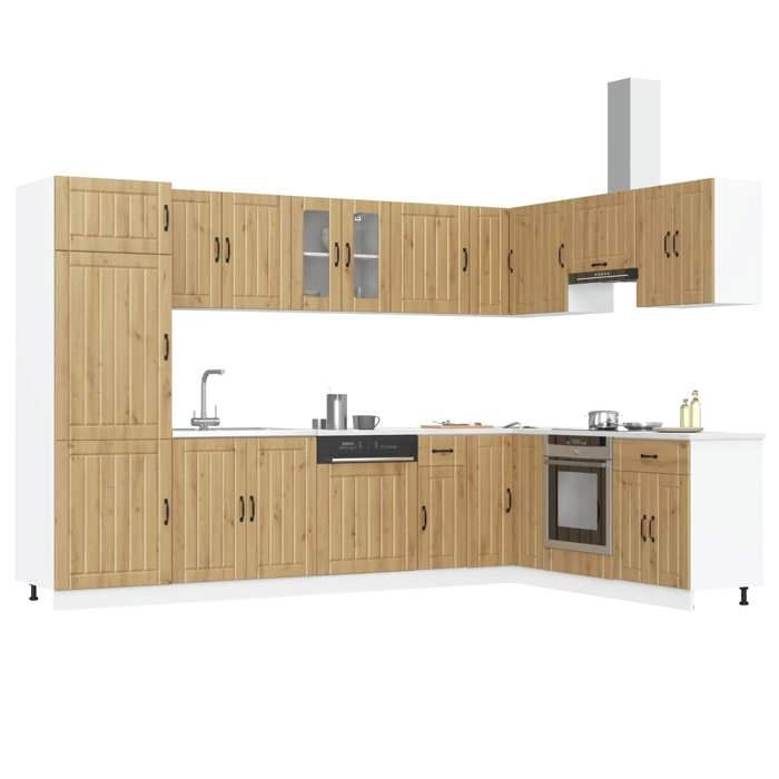 Armoire de cuisine - vidaXL - Lucca - 80x46x815 cm - Marron - Bois dingénierie - 2 portes - Rangement Armoire de cuisine - vidaXL - Lucca - 80x46x815 cm - Marron - Bois dingénierie - 2 portes - Rangement