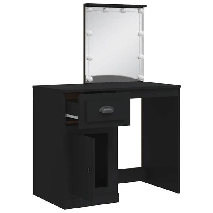 Black Week Coiffeuse pour Femmes - BURKE - avec lumières LED - noir 90x42x132 5cm CC149