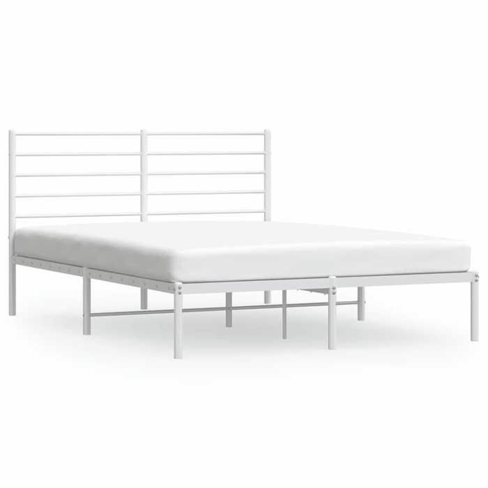 SALE 2026Cadre de lit Adulte et jeunes - Structure pour lit 2 personnes - métal - 196x146x90cm et tête de lit blanc 140x190cm 20.3