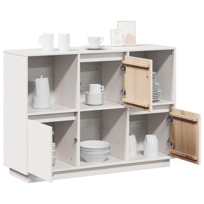 Maison SoldesBuffet bas/vitrine - Cabinet/Armoire Placard Blanc 110 5x35x80cm Bois massif de pin Moderne964640