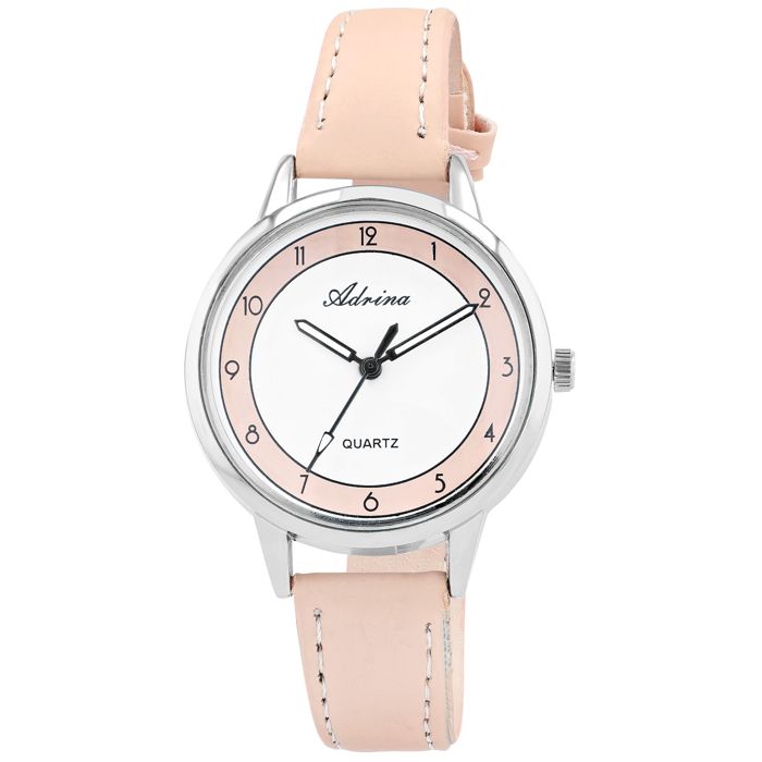 Montre - Adrina Femme Rose - Boîtier 34 mm - Bracelet simili cuir rose - Mouvement quartz SL68