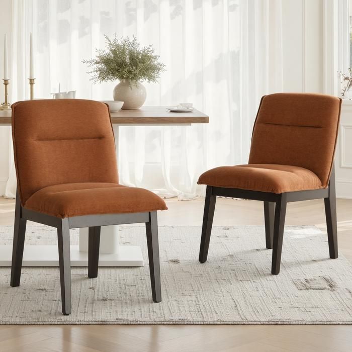 chairus Lot de 2 Chaise Salle à Manger Moderne avec Pieds Bois Chaise de Salle à Manger Rembourrée pour Cuisine Chenille Marron