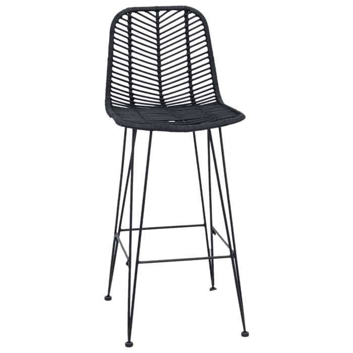 Tabourets Cuisine - Noir - Chaise de bar - (2 pcs) - 2 personnes - Noir 44 5x53x111 cm Rotin et métal F2535