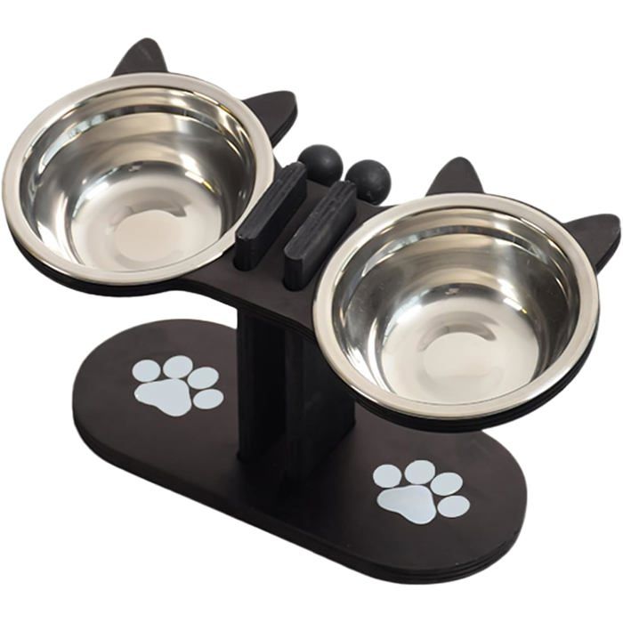 Gamelle surélevée pour chat-design ergonomique pour un confort optimal-stable et pratique pour les chats dintérieur-noire-31 x 15 x