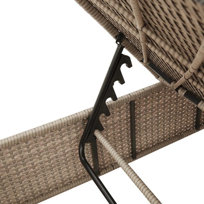 Mode Chaise longue - 1-personneCHEZ YIYIassise optimal Transat - avec table et coussin beige résine tressée 198x55x39/50/62/6720