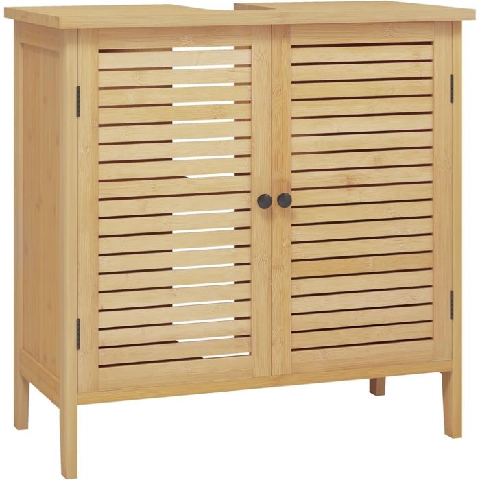 Meuble sous Lavabo - EUGAD Meuble en Bambou - Découpe pour Siphon de Drainage Vertical - 60x30x60cm