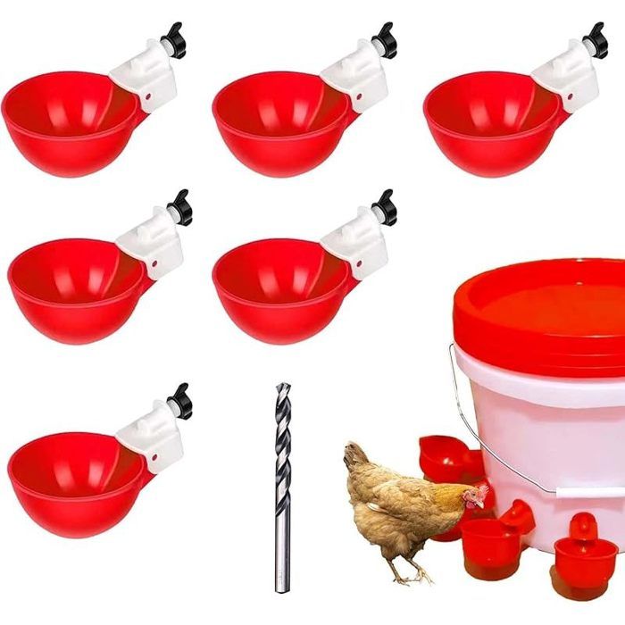 Abreuvoir pour Poule Lot de 6 Abreuvoir Poules Abreuvoir Automatique pour volailleDistributeur deau pour Poule avec perceuse