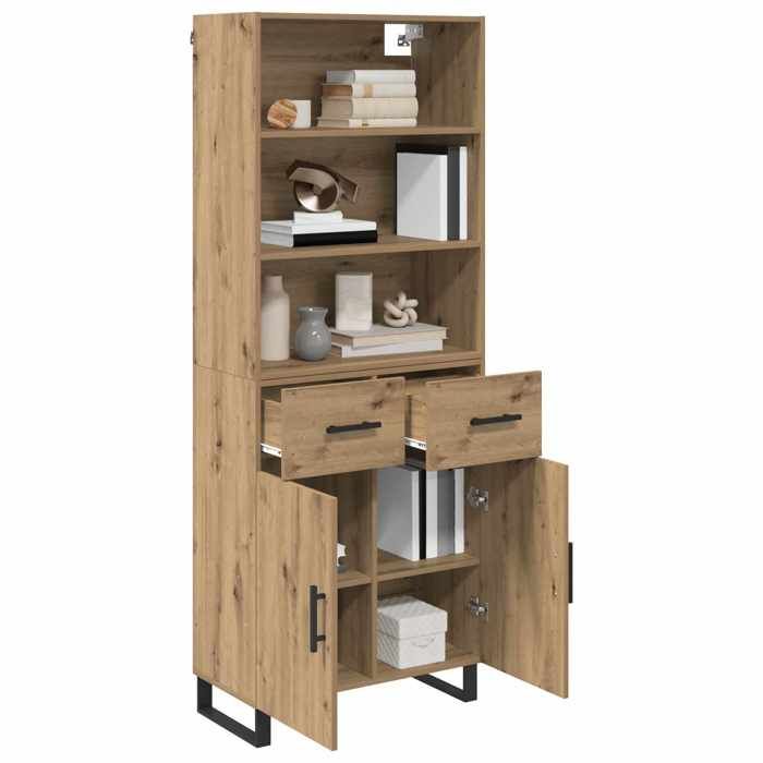 Haut Armoire - 2pcs - Meuble de rangement - design simple - bois dingénierie - chêne artisanal - 2 portes - 2 tiroirs - 69 5x32 5x1