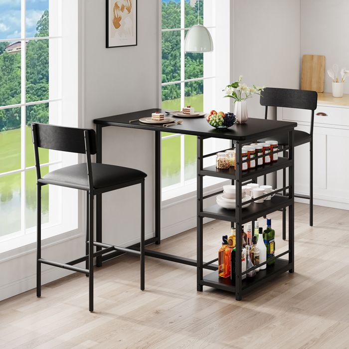 Tabourets de bar 65 cm avec dossier et repose-pieds lot de 2 – Assise rembourrée style rustique noir parfait pour ilot