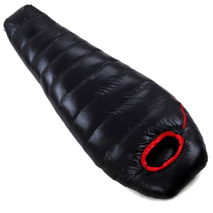 Sac de Couchage Momie Adulte - BEARWIN - Duvet de Canard Blanc 225 x 85 cm Léger Compact Coupe-Vent Camping Randonnée Voyage Noir