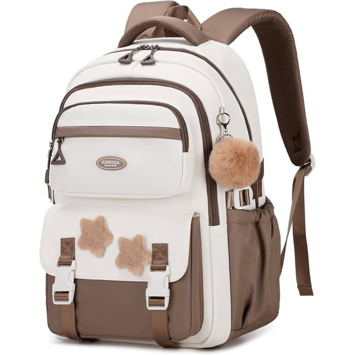 XJYDNCG Cartable Fille Primaire - Imperméable Léger Grande Capacité - 45x31x16cm - Marron