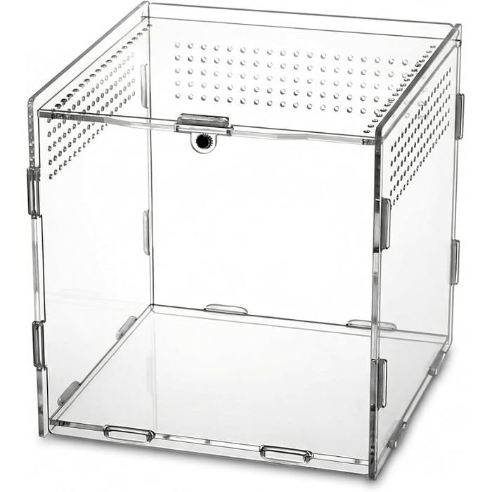 Terrarium Acrylique boîte alimentation insectes 15 × 15 × 15 cm pour mante Religieuse 15 x 15 x 15 cm PERCHOIR