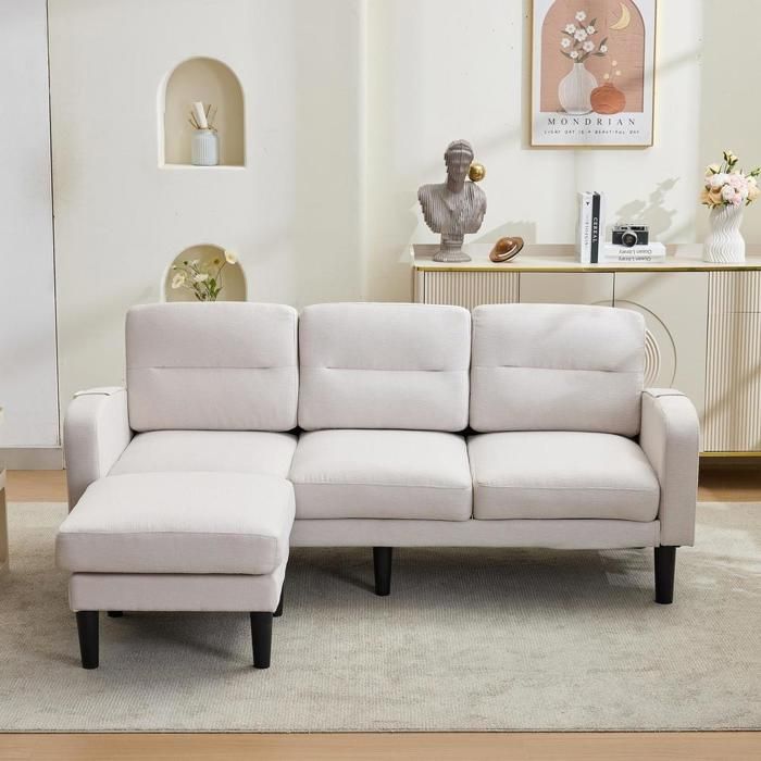 Canapé dangle - KOMHTOM - 229 x 149.5 x 83 cm - Réversible - Console USB - Porte-gobelets Canapé dangle - KOMHTOM - 229 x 149.5 x 83 cm - Réversible - Console USB - Porte-gobelets