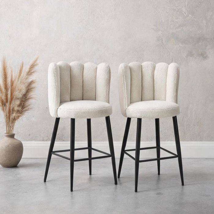 Hauteur dassise 65 cm - Lot de 2 and 20.5 x 19.7 x 36.6 in Bar Tables and Stools with Blanc Tissu 100 Polyester