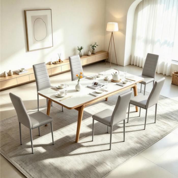 ViYi.Lot de 6 Chaises De Salle À Manger - PU - Pieds En Métal - Chaise De Cuisine Moderne Au Design Élégant - Gris - Max:120Kg