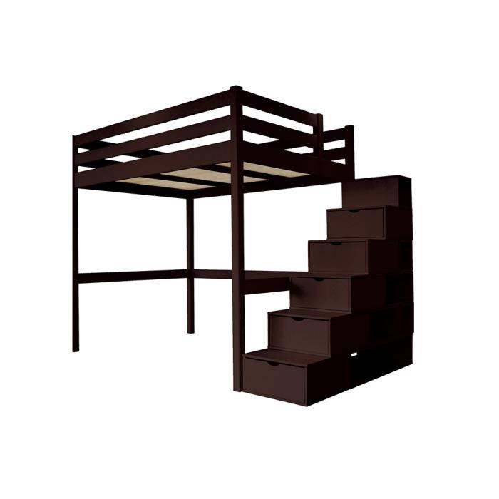 Lit Mezzanine Sylvia Avec Escalier Cube Bois Couleur Wenge Dimensions 120x200 Achat Vente Lit Mezzanine Lit Mezzanine Sylvia Avec E Moins Cher 3760240540168 Cdiscount
