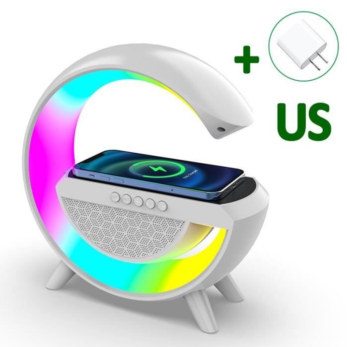 Support Mural Multifonction Pour Enceinte Bluetooth Ou Objets - Blanc - Acier Et Velours - Charge Max 800 G - Ouverture Pour Câbles