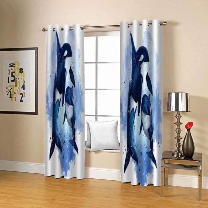 Rideau Occultant Bleu - Thermique Insonorisation - 60x120cm x 2pcs ...