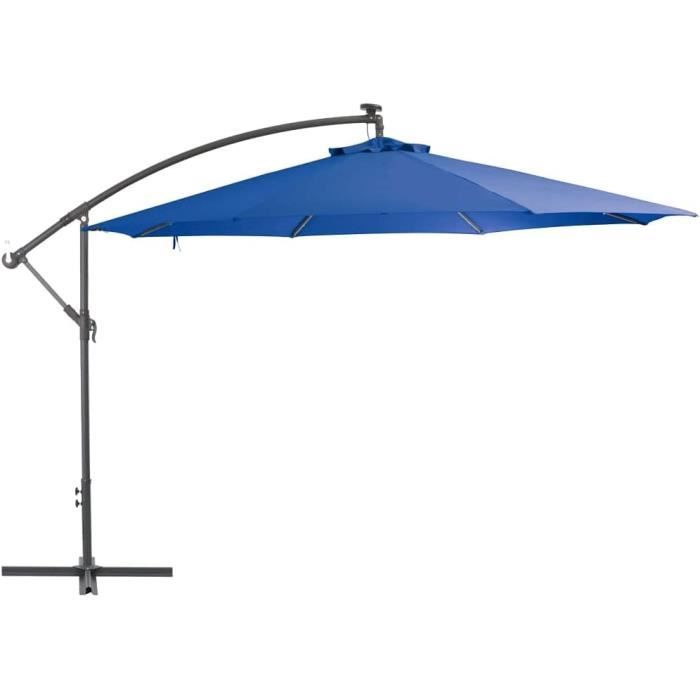 Hotime Parasol 3x3m Parasol De Patio Déporté Extérieur En Aluminium, Réglable En 5 Hauteurs, Imperméable Et Anti-UV, Parfait Pour Piscine, Terrasse, Usage Professionnel, Bleu Clair