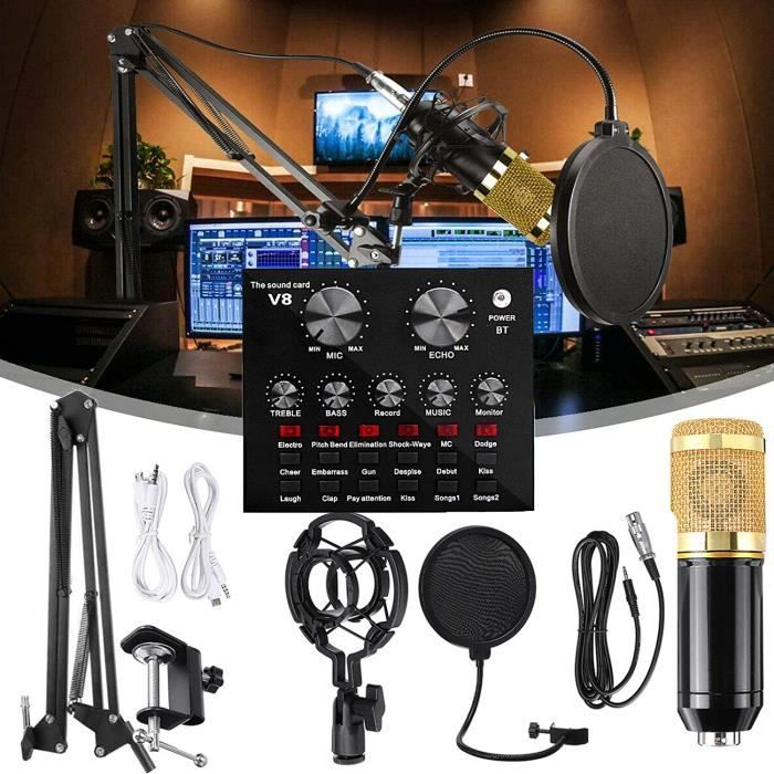 Ensemble Équipement Podcast 2 Personnes - Interface Audio ALPOWL Avec 2 Micros BM800 Pour Streaming, Gaming & Enregistrement