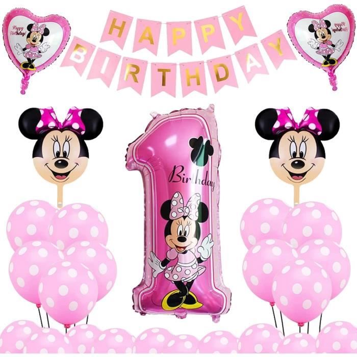Bannière d'anniversaire Minnie Fête Minnie rose/or Anniversaire