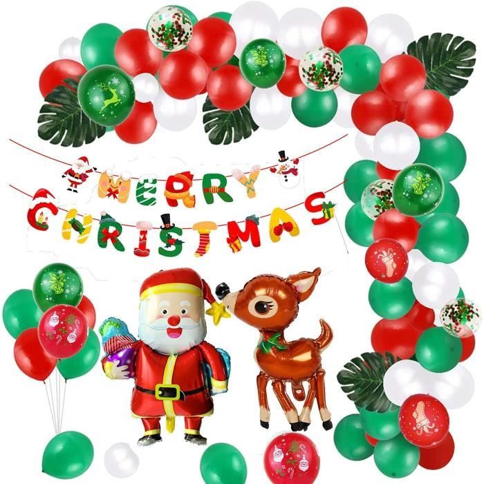 60 Ballons De Noël En Aluminium – 3 Styles (Sapin, Père Noël, Bonhomme Pain D’Épice) – Pour Déco Fête, Anniversaire